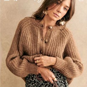 Sezane Emile Cardigan Knit Sweater Mottled Camel - Sold Out